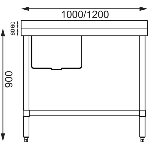 Vogue Single Bowl Sink R/H Drainer - 1200mm x 700mm (90mm Drain) - Image 2