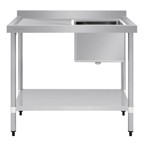 Vogue Single Bowl Sink L/H Drainer - 1000mm x 700mm (90mm Drain) - Image 6