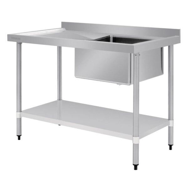 Vogue Single Bowl Sink L/H Drainer - 1200mm x700mm (90mm Drain) - Image 5