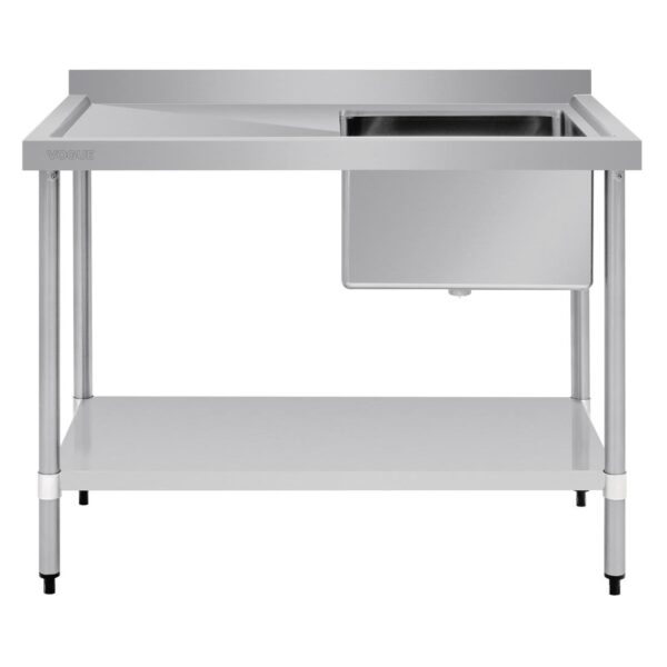 Vogue Single Bowl Sink L/H Drainer - 1200mm x700mm (90mm Drain) - Image 6