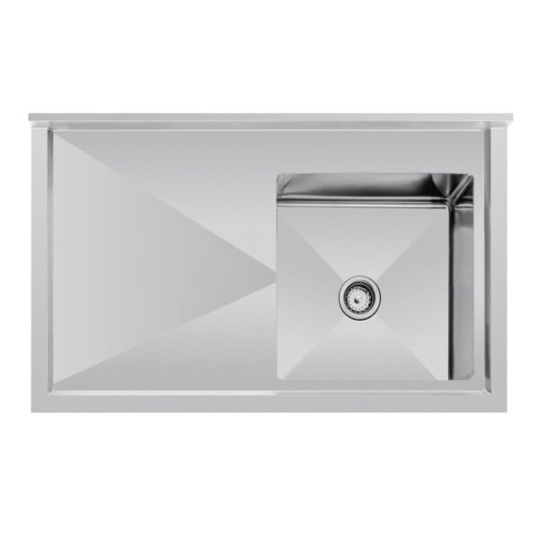 Vogue Single Bowl Sink L/H Drainer - 1200mm x700mm (90mm Drain) - Image 8