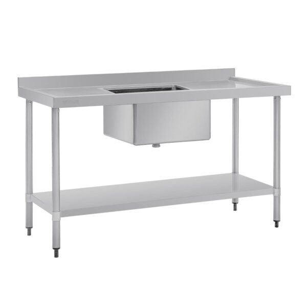 Vogue Single Bowl Sink Double Drainer - 1500mm x 700mm (90mm Drain) - Image 3