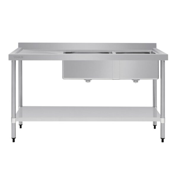 Vogue Double Bowl Sink L/H Drainer - 1800mm x 700mm (90mm Drain) - Image 6
