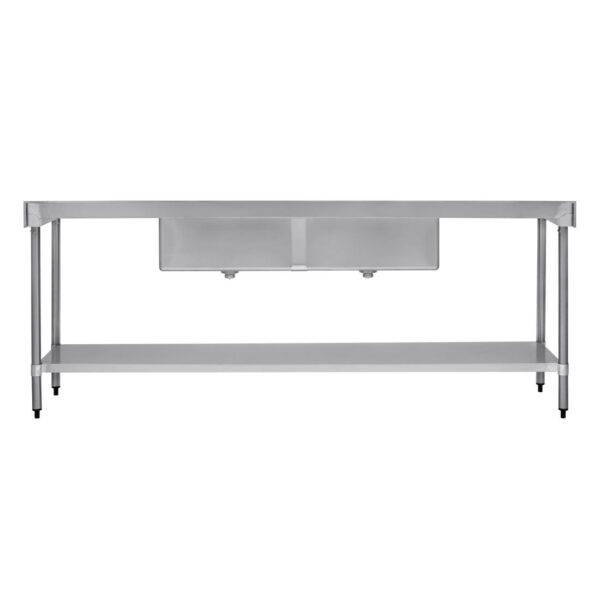 Vogue Double Bowl Sink Double Drainer - 2400mm x 700mm (90mm Drain) - Image 6