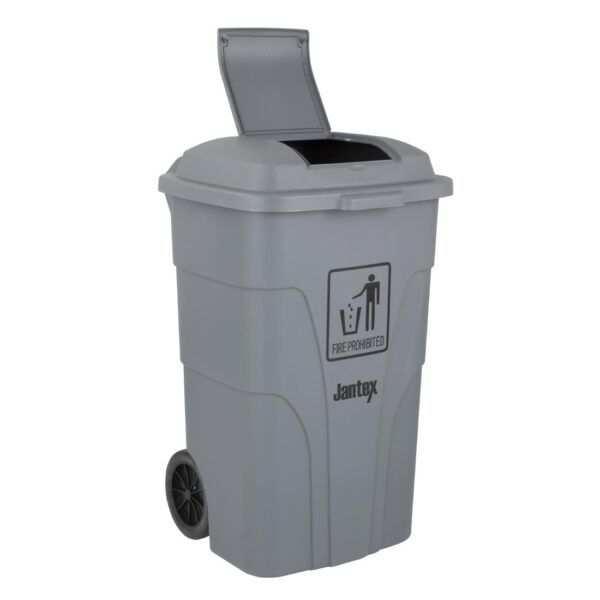 Jantex Waste Bin with Foot Pedal Lid Grey - 120Ltr - Image 3