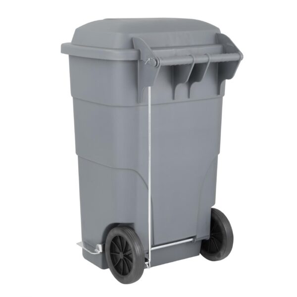 Jantex Waste Bin with Foot Pedal Lid Grey - 120Ltr - Image 4