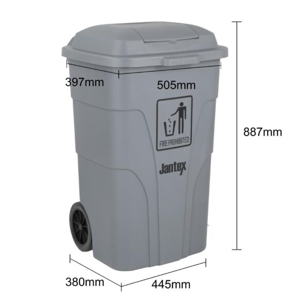 Jantex Waste Bin with Foot Pedal Lid Grey - 120Ltr - Image 6