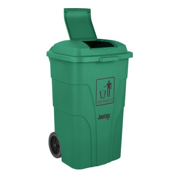Jantex Waste Bin with Foot Pedal Lid Green - 120Ltr - Image 3