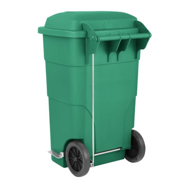 Jantex Waste Bin with Foot Pedal Lid Green - 120Ltr - Image 4