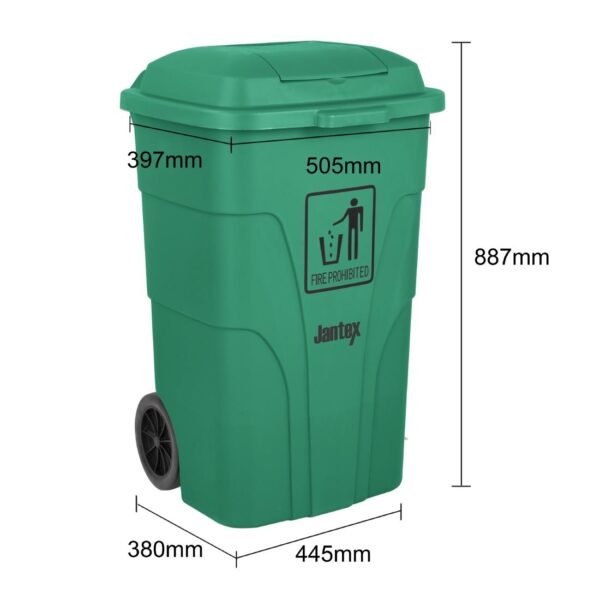 Jantex Waste Bin with Foot Pedal Lid Green - 120Ltr - Image 6