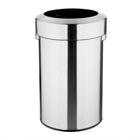 Bolero Brushed Steel Bin with Open top Lid 70ltr