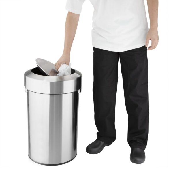 Bolero Brushed Steel Bin with Swing Lid 70ltr - Image 5