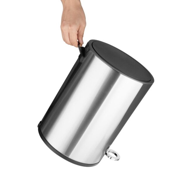 Jantex Round Pedal Bin Brushed Steel - 3Ltr - Image 3