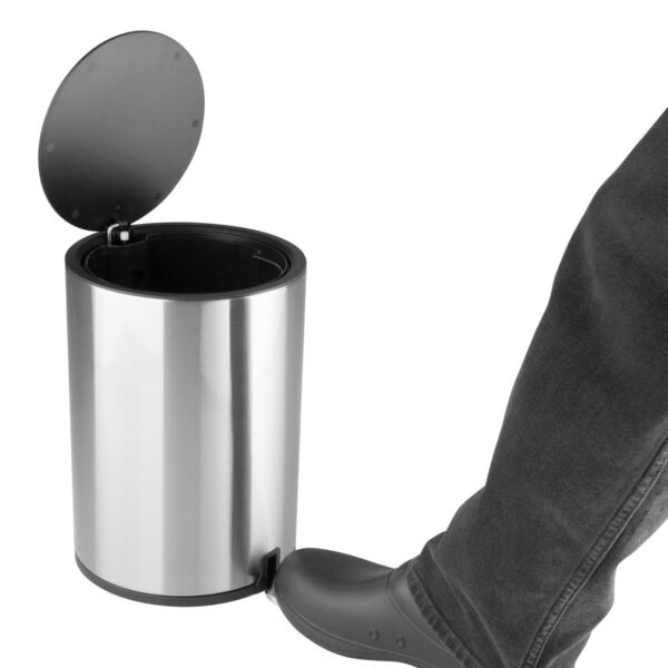 Jantex Round Pedal Bin Brushed Steel - 3Ltr - Image 5