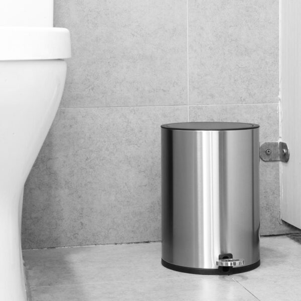 Jantex Round Pedal Bin Brushed Steel - 3Ltr - Image 6