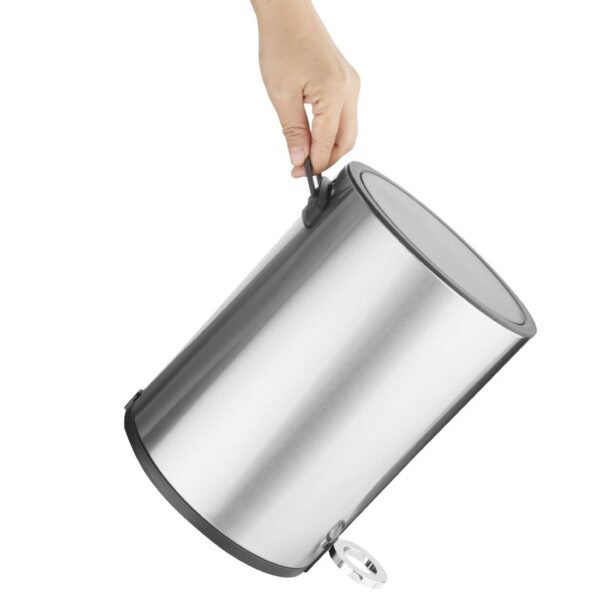 Jantex Round Pedal Bin Brushed Steel - 6Ltr - Image 3