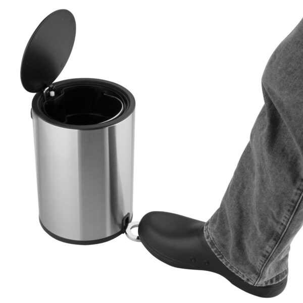 Jantex Round Pedal Bin Brushed Steel - 6Ltr - Image 5