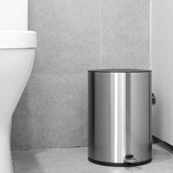 Jantex Round Pedal Bin Brushed Steel - 6Ltr - Image 6