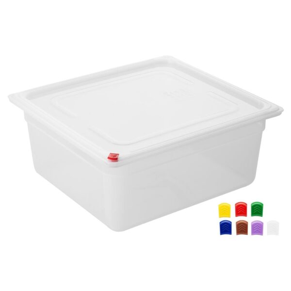 Hygiplas Click PP GN Pan 2/3 with Lid & 7 colour Clips - 150mm 12Ltr (Pack 4) - Image 2