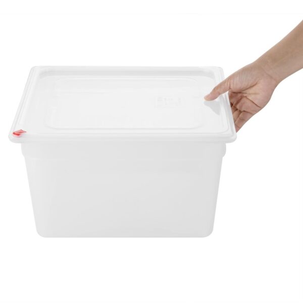Hygiplas Click PP GN Pan 2/3 with Lid & 7 Colour Clips - 200mm 16.1Ltr (Pack 4) - Image 4