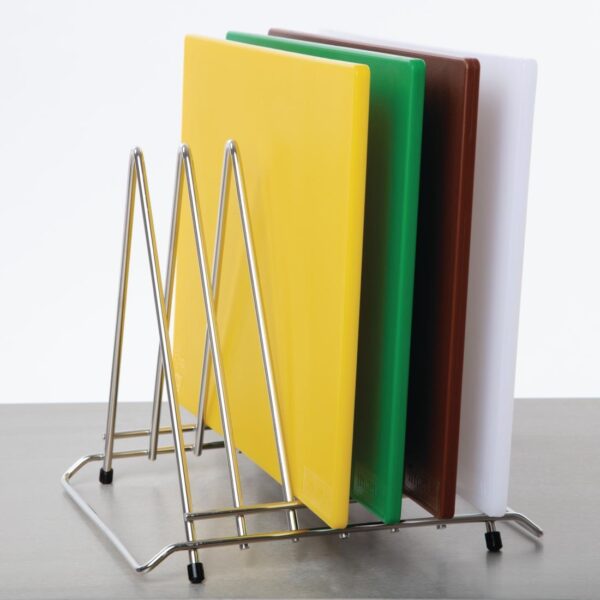Hygiplas Stainless Steel Triangle Chopping Board Rack - 6x30mm - Image 4