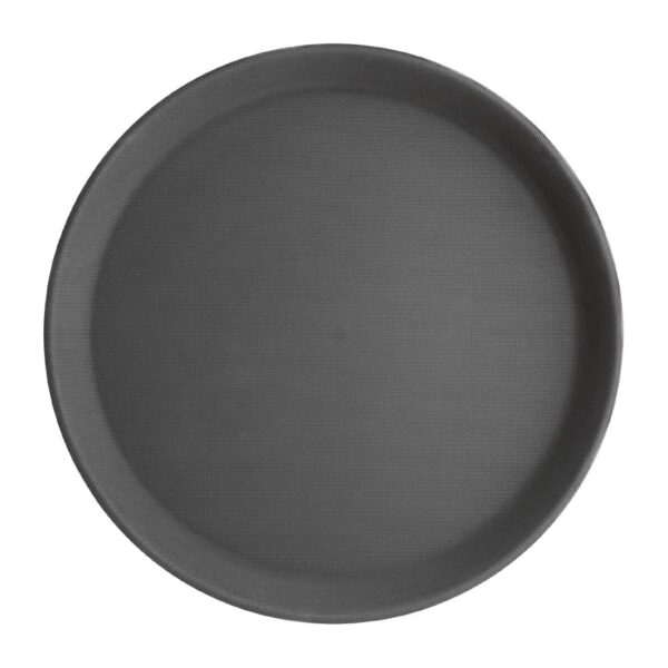 Olympia Kristallon Round Tray Black Anti-Slip Plastic - 356mm