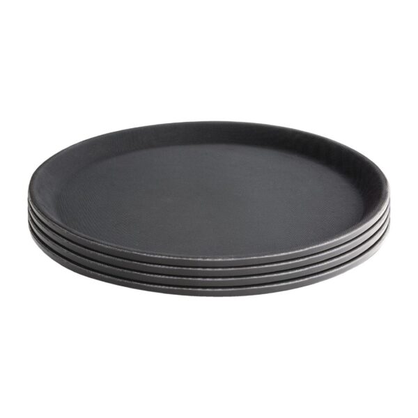 Olympia Kristallon Round Tray Black Anti-Slip Plastic - 356mm - Image 4