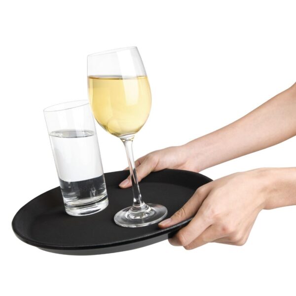 Olympia Kristallon Round Tray Black Anti-Slip Plastic - 356mm - Image 7