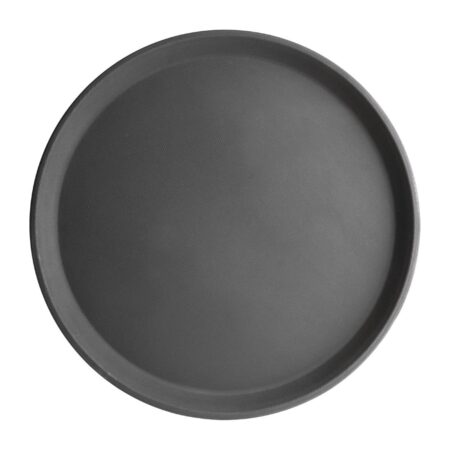 Olympia Kristallon Anti-Slip Fibreglass Round Tray Black - 356mm