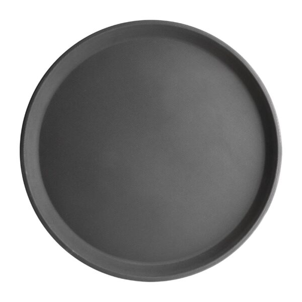 Olympia Kristallon Anti-Slip Fibreglass Round Tray Black - 356mm