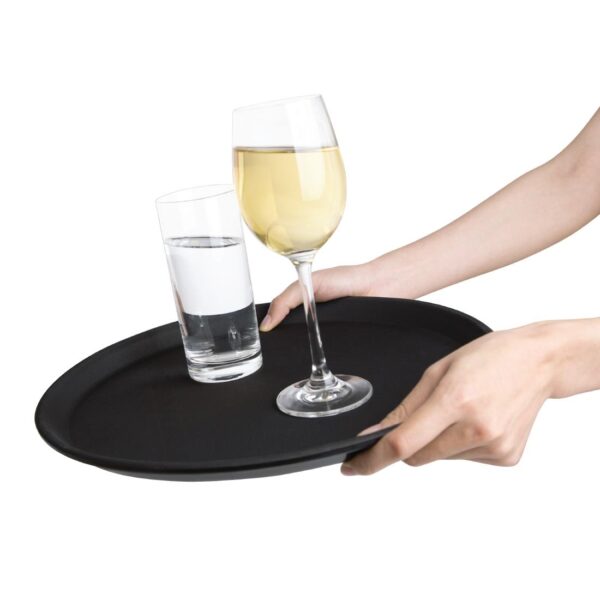 Olympia Kristallon Anti-Slip Fibreglass Round Tray Black - 356mm - Image 5