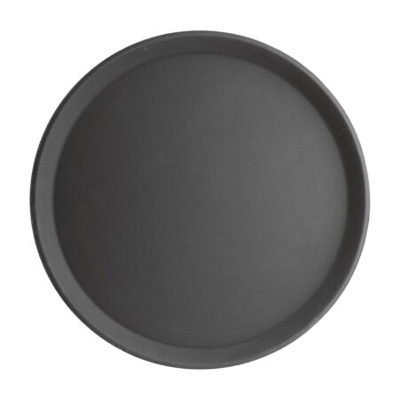Olympia Kristallon Round Tray Anti-Slip Fibreglass Black - 406mm