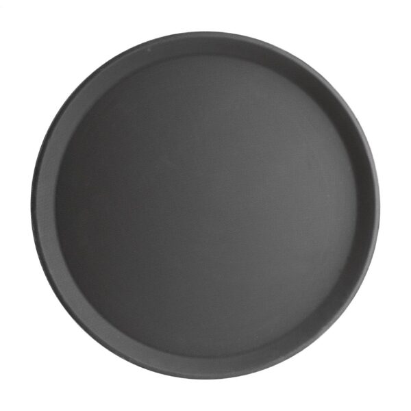 Olympia Kristallon Round Tray Anti-Slip Fibreglass Black - 406mm