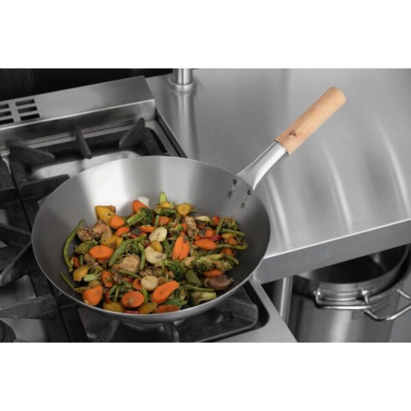 Vogue Wok Flat Base - 350mm 13 3/4" - Image 7