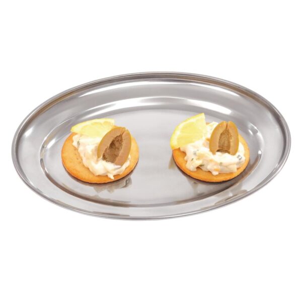 Olympia Oval Serving Tray St/St - 20mm 8" - Image 2