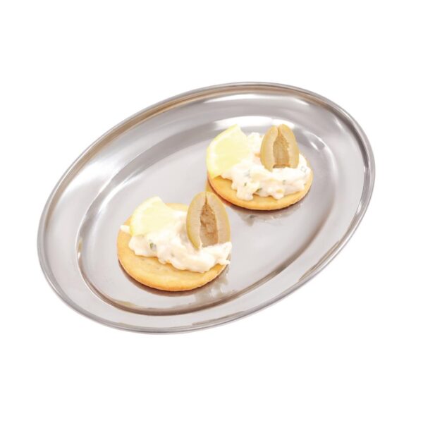 Olympia Oval Serving Tray St/St - 20mm 8" - Image 3