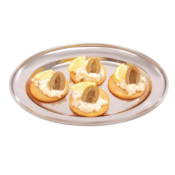 Olympia Oval Serving Tray St/St - 220mm 9" - Image 2