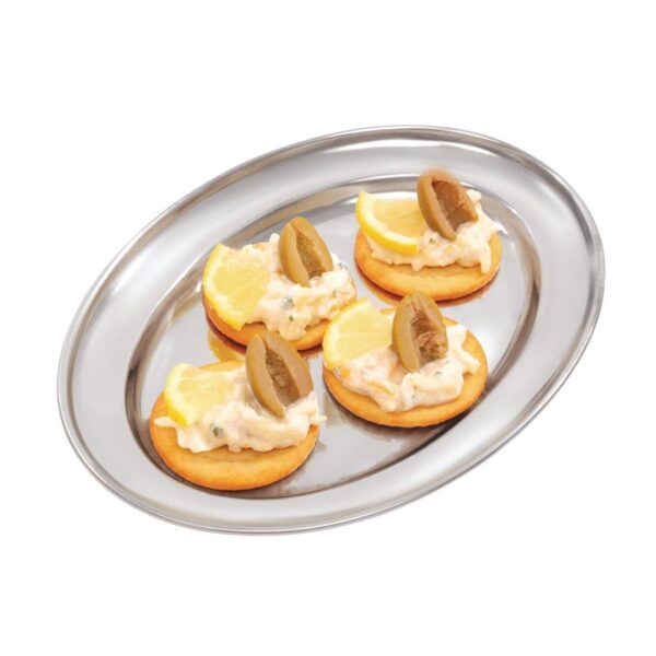 Olympia Oval Serving Tray St/St - 220mm 9" - Image 3