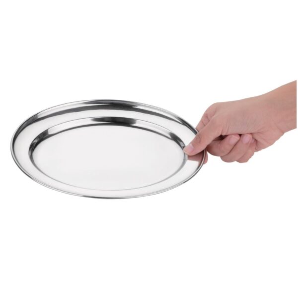 Olympia Oval Serving Tray St/St - 250mm 10" - Image 2