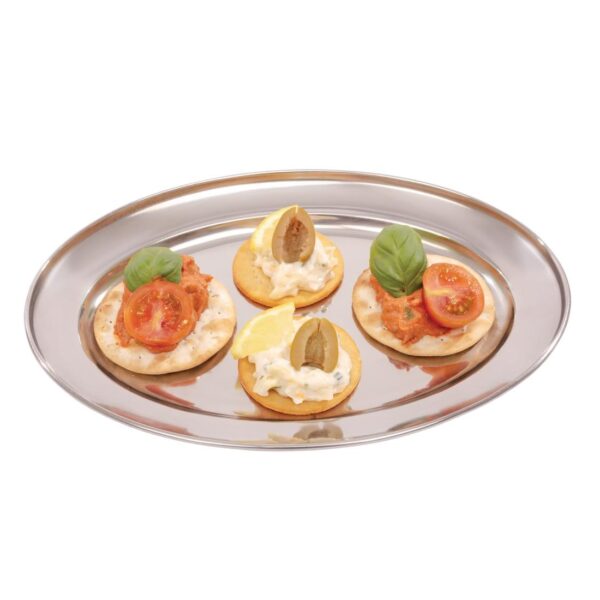 Olympia Oval Serving Tray St/St - 250mm 10" - Image 3