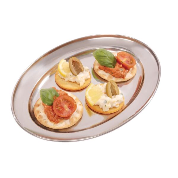 Olympia Oval Serving Tray St/St - 250mm 10" - Image 4