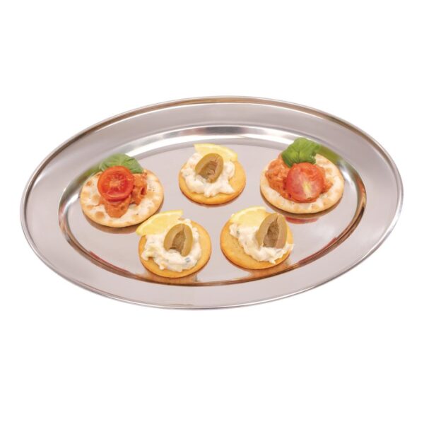 Olympia Oval Serving Tray St/St - 300mm 11 1/2" - Image 2