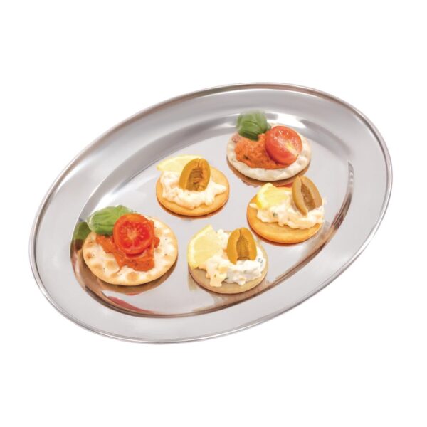 Olympia Oval Serving Tray St/St - 300mm 11 1/2" - Image 3