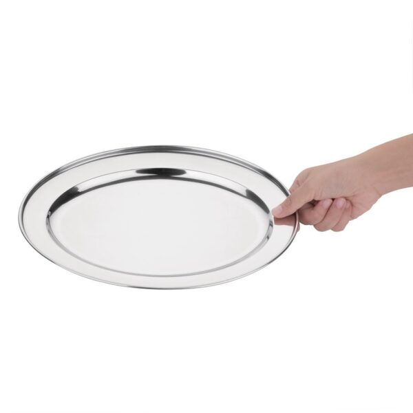 Olympia Oval Serving Tray St/St - 350x240mm 14x9 1/2" - Image 2