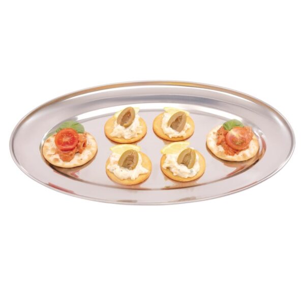 Olympia Oval Serving Tray St/St - 350x240mm 14x9 1/2" - Image 3