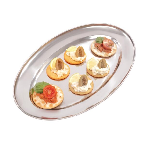 Olympia Oval Serving Tray St/St - 350x240mm 14x9 1/2" - Image 4