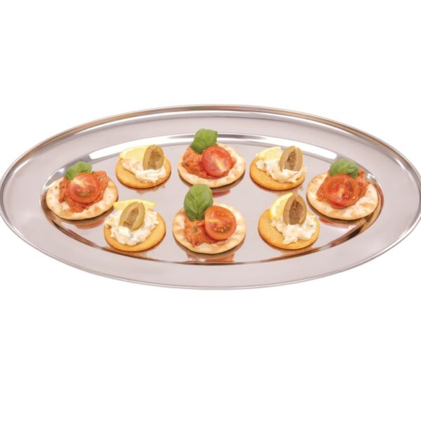 Olympia Oval Serving Tray St/St - 400mm 16" - Image 2