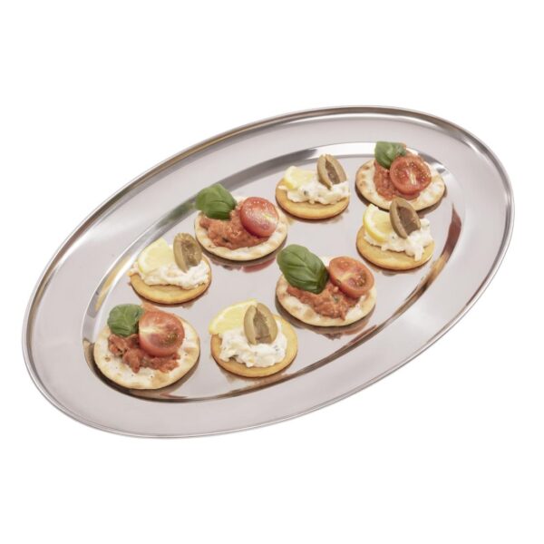 Olympia Oval Serving Tray St/St - 400mm 16" - Image 3