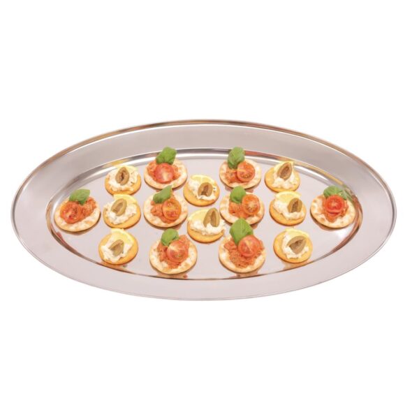 Olympia Oval Serving Tray St/St - 550mm 22" - Image 5