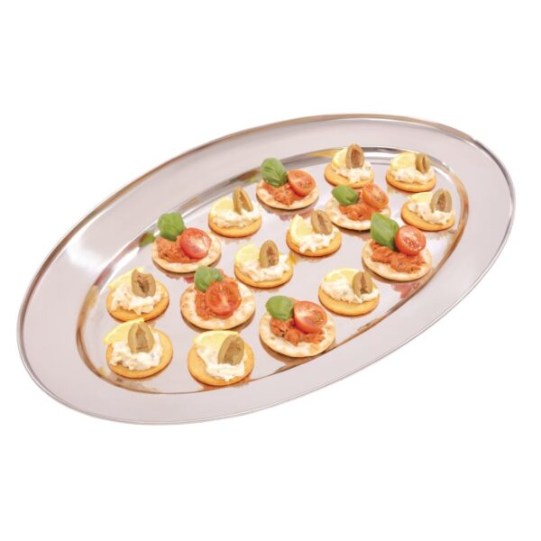 Olympia Oval Serving Tray St/St - 550mm 22" - Image 6